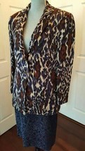 Sale ✔$1,200 New Louis Feraud Stunning Wool Silk Animal Purple Blue Jacket 12 - £77.21 GBP
