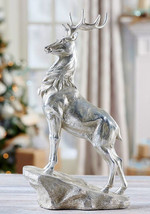 Majestic Reindeer Statue 16.5" High Silver Resin Regal Pose Christmas Decor image 2