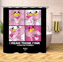 Pink Panther Waterproof ShowerCurtain Set Polyester Bathtub Decor Curtain W/Hook - £13.38 GBP+