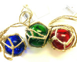 Beachcombers Coastal glass float ornaments set of 3 Red Green and Blue 2... - £15.53 GBP