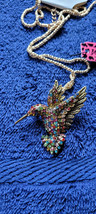 New Betsey Johnson Necklace Humming Bird Multicolor Rhinestone Summer Decorate - £12.01 GBP