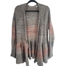Knitted Knotted Cardigan Sweater S Womens Long Sleeve Grey Pink Anthropologie - £17.29 GBP