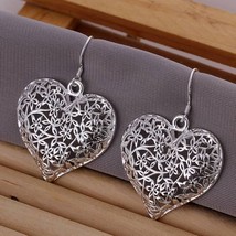 beautiful Fashion Silver 925 Cute women charm Heart Earring lovely jewelry - £5.69 GBP