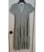 Womens 4 Shein Sage Green Multicolor Floral Print V-Neck Tieback Maxi Dress - €16,14 EUR