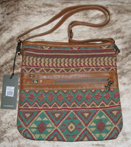 Myra Bag #5654 Leather, Rug, Canvas 11&quot;x2.5&quot;x11&quot; Shoulder~Outside/Inside... - $48.28