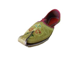 Men Shoes Indian Handmade Jutties Sherwani Leather Espadrilles Khussa Gold US 10 - £43.31 GBP