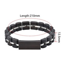 Wooden Bracelet for Men Women Stylish Wood &amp; Stainless Steel Combined Wooden Ban - £42.69 GBP