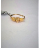 10K Yellow Gold Cream Ethiopian Opal Pear 3-Stone Ring, Size 8, 1.26(TCW... - $219.54 CAD