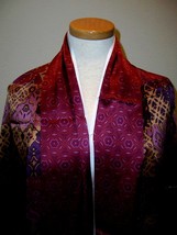4yds Magnificent Pure Silk Fabric Border Prnt Plum Mauve Gold Beige Purple - £89.52 GBP