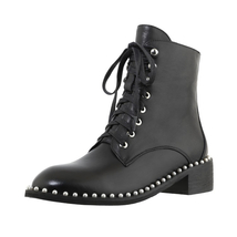 Handmade Custome Women Girls Leather Martin Boots Size 10.5 Black - £79.67 GBP