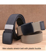 120cm Men&#39;s Elastic Stretch Nylon Belt with Plastic Buckle for Jeans - £13.09 GBP