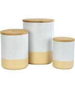 Ceramic Canister Set with Airtight Wood Lids - 3-Piece Kitchen Storage (White) - $17.99