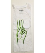 Fanjoy Riley Hubatka T-Shirt Medium White With Green Peace Sign 100% Cotton - £9.29 GBP