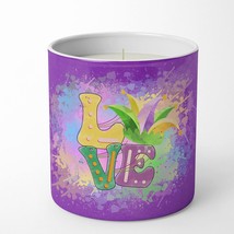 Caroline&#39;s Treasures WDK4650CDL Love Mardi Gras 10 oz Decorative Soy Candle Natu - £32.42 GBP