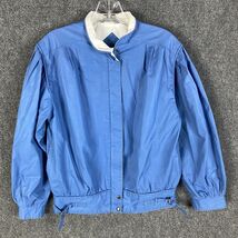 Member&#39;s Only Bomber Jacket Women&#39;s Size 3/4 Full Zip Blue Polyester Blend - $456.77 MXN