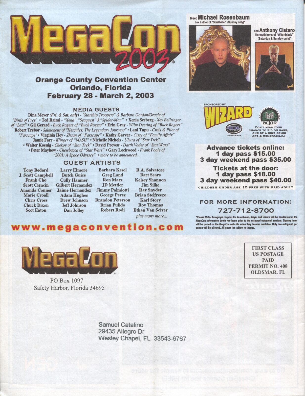 MegaCon Program Book 2003-Good Girl art cover-guest & artist bios-G/VG ...