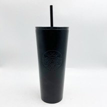 Starbucks Tumbler Cold Cup Venti Metal With Lid Straw Black 24oz - $24.99