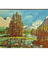 Vintage Painting Mid-Century Acrylic on Board Mountain &amp; River Framed an... - $79.15