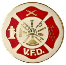 Volunteer Fire Department Round Hat Tac or Lapel Pin - $6.99