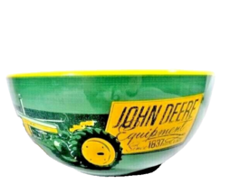 John Deere Tractor Serving Bowl Green Yellow Stoneware 9-inch Agricultur... - $26.82