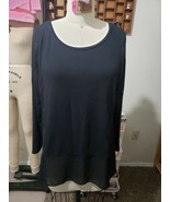 Women&#39;s Black Knit Top with Sheer Side Panel &amp; Hem - FOXCROFT Size M/L - $6.75 CAD