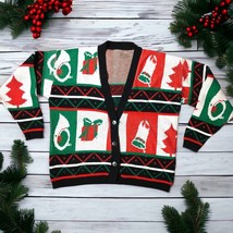 Vintage Ugly Christmas Sweater Vest Size M NO TAG Xmas Red Bell Gift Hor... - $362.80 MXN