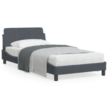 Luxurious Bed Frame with Headboard - Dark Gray Twin Velvet - £148.64 GBP