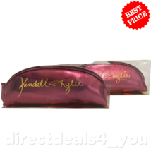 Kendall + Kylie Makeup &amp; Brush Bag Zipper Pink Gltter Metallic Trim (Pack of 2) - £11.86 GBP