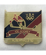 USA Ice Hockey Albertville 92 Olympics Winter Vintage Pin 1992 90s - £7.82 GBP