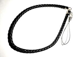 Universal Braided Black Leather Mobile Phone Wrist Strap Lanyard - $12.25