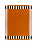Hand-Tufted Geometric Border Rug – Orange Center with Candy Striped Frame - $439.00+