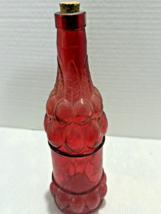 Red Glass Bitters Bottle w/Cork Grapes 3.5" Vintage - $153.31 MXN