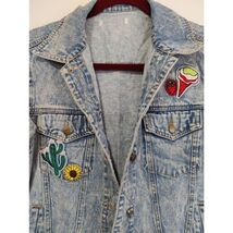 Good Vibes Only Jean Embroidered Details Front Back Jacket - €32,24 EUR