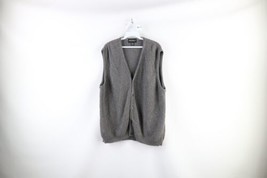 Vtg 90s Eddie Bauer Mens XL Blank Ribbed Knit Cardigan Sweater Vest Gray Japan - £62.24 GBP