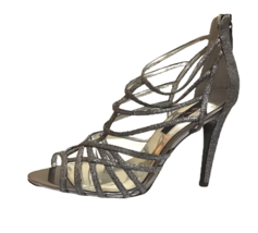 Strappy Sprakle Dressy Shoes Womens Sz 9.5 NINA Silver Glittery  Heels Sandals - £30.12 GBP