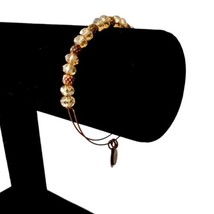 Alex and Ani Bangle Amber Crystal Bracelet Gold Tone Bead Brass Y2K Antiqued  - £10.18 GBP