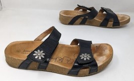 Josef Seibel Tonga 04 Leather Sandals Black Women&#39;s Size 42 Floral Flower US 11 - £22.97 GBP