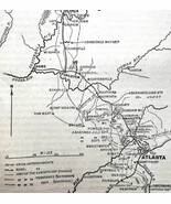 Map 1866 Civil War Sherman Atlanta Campaign Victorian Military Rebellion... - $761.39 MXN