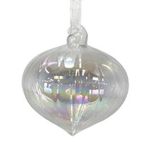 3 Inch Clear Iridescent Onion Glass Christmas Ornament Decoration - $12.85