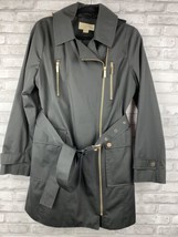 Michael Kors Black Jacket Coat Gold Accents Removable Liner Hooded Size ... - $77.20