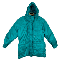 Eddie Bauer Goose Down Parka Jacket Womens Medium Teal Removable Hood Ski Winter - £39.90 GBP