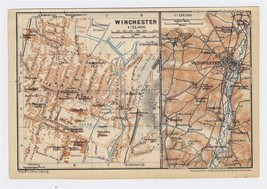 1927 Original Vintage City Map Of Winchester / Cathedral / Hampshire / England - £16.84 GBP
