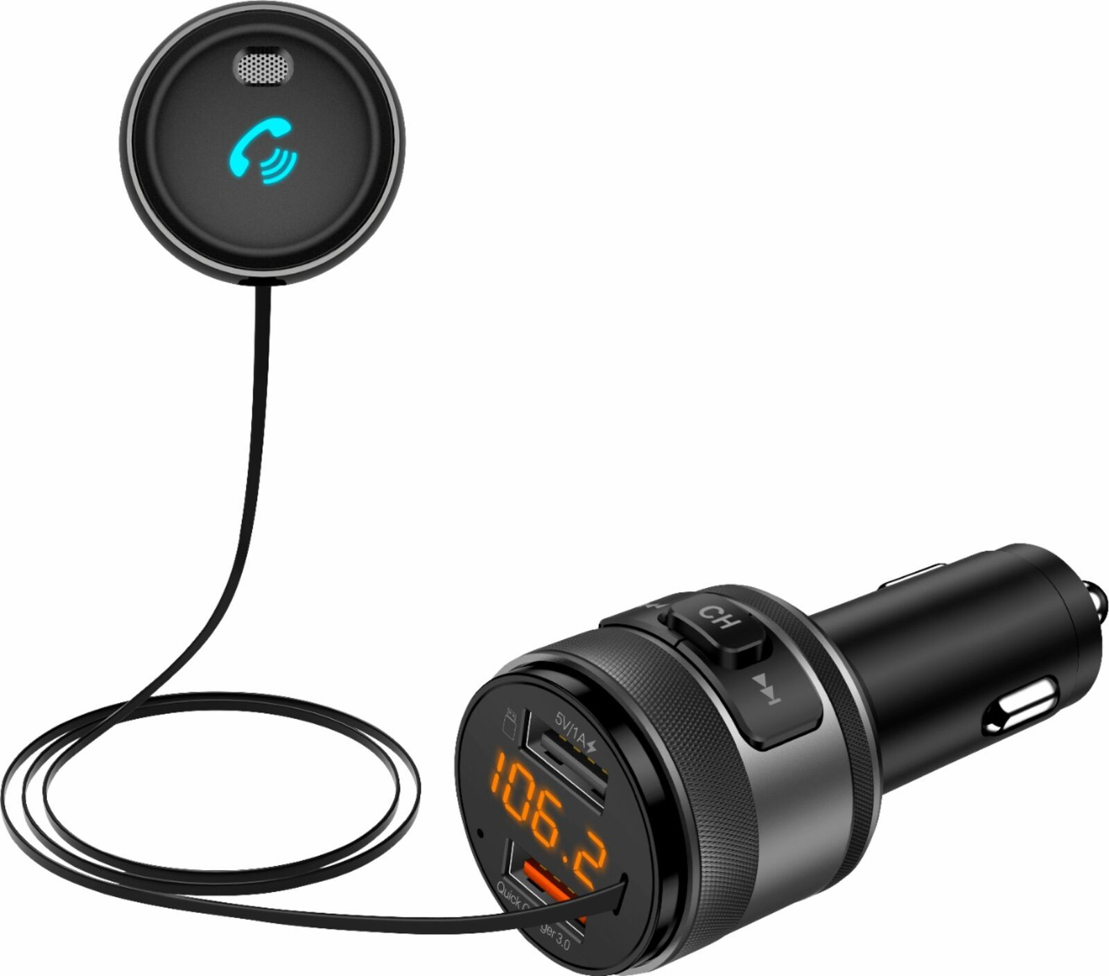 iSimple - Bluetooth 5.0 FM Transmitter with External Microphone for Music Str...