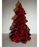 Mosser Glass Ruby Red 5.5&quot; CHRISTMAS TREE Figurine Holiday Decoration US... - £32.48 GBP