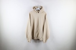 Vintage 90s Streetwear Mens 3XL Distressed Blank Hoodie Sweatshirt Beige Tan - £45.24 GBP