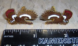 Pheasant Flying antique Enamel CuffLinks maroon bird KINNEY CO. PROV. 3,... - $66.39