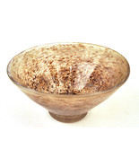 20th Century Signed CJK Hand Blown Glass Bowl Vase Speckled Swirl - $98.88