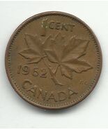 1962 Canada 1 cent Coin Canadian Penny w/ Queen Elizabeth II &amp; Maple Lea... - $1,818.83 MXN
