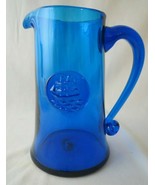 Vintage Art Glass Cobalt Blue Water Pitcher - Beautiful w/ Impressed SHIP - £77.02 GBP