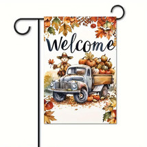 New Scarecrow Truck Pumpkins Autumn Fall Garden Flag 12&quot;X18&quot; Welcome Hanging - £4.45 GBP